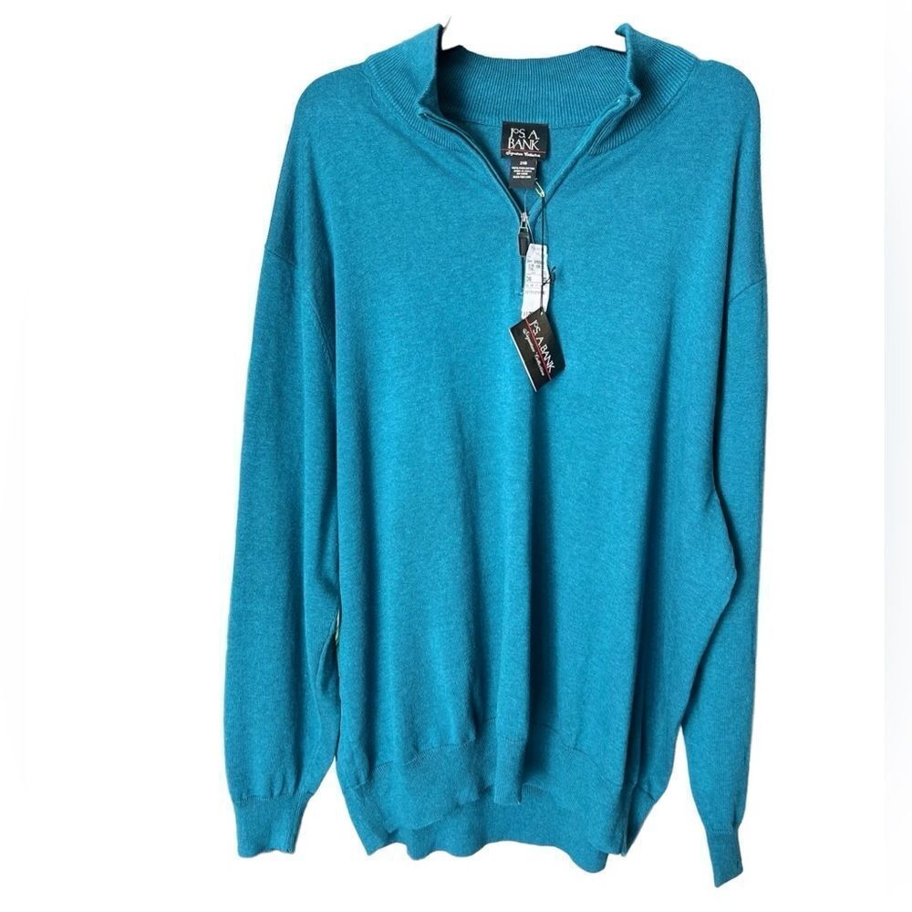 Jos a bank signature collection sweater teal size 2X prima cotton
